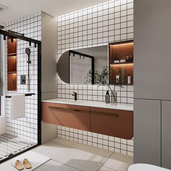 Regatta – Vanity Wall Hung 1600mm with Offset Basin, Mirror & Side Cabinet