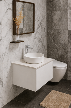 Maltese - Matte White Satin Vanity Wall Hung Cabinet (Vanity Only)