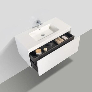 Maltese - Matte White Satin Vanity Wall Hung Cabinet & Top Options 750mm