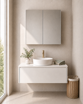 Maltese - Matte White Satin Vanity Cabinet Wall Hung 900mm (Vanity Only)