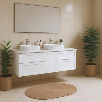 Maris -  Shaker Double Bowl Vanity Wall Hung & Stone Top 1800mm 