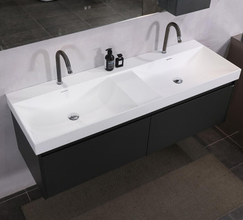 Mia -  Double Bowl Black Vanity Wall Hung & Top 1500mm
