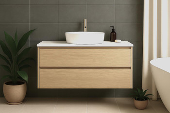 Willow - Oak Vanity Cabinet Wall Hung With Top 1200mm  Willow - Oak Vanity Cabinet Wall Hung With Top 1200mm