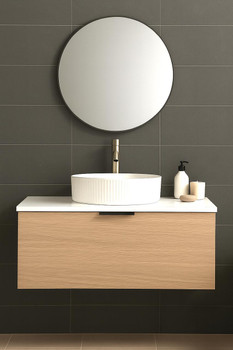 Linea - Oak Vanity Cabinet Wall Hung With Top 750mm  Linea - Oak Vanity Cabinet Wall Hung With Top 750mm