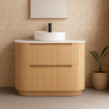 Roma - Fluted Floor Mount Vanity with Top Options 900mm   Roma - Fluted Floor Mount Vanity with Top Options 900mm