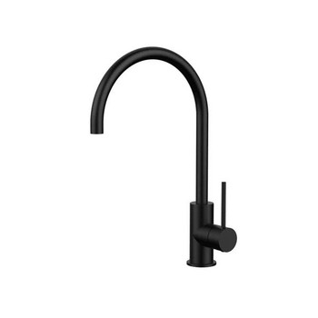 Groove - Matte Black Finish Stainless Steel Gooseneck Sink Mixer 