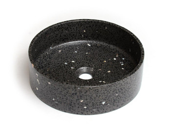 Dahlia  - Round Black Concrete Basin 390mm with custom plug/waste 