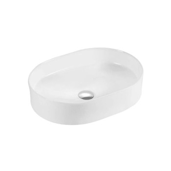Coral - Gloss White Oval Ceramic Bench Basin 510 x 375mm