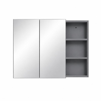 Mirror Cabinet with Open Shelf 900mm Grey 