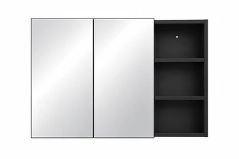 Mirror Cabinet with Open Shelf 900mm Black