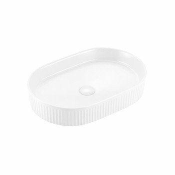 Beyond 5 - Oval Gloss White Fluted Above Counter Basin 