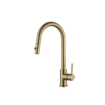Verve - Brushed Gold Pullout Gooseneck Sink Mixer 