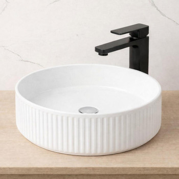 Beyond 1 - Matte White Fluted Above Counter Basin 