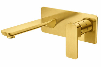 Fiona - Brushed Gold Wall Bath Mixer With Spout 