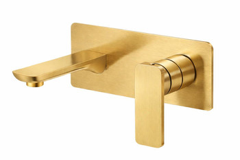 Fiona - Brushed Gold Wall Bath Mixer With Spout 