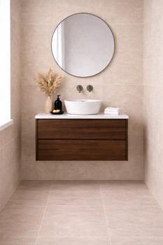 Willow - Walnut Vanity Cabinet Wall Hung With Top Options Available 750mm 