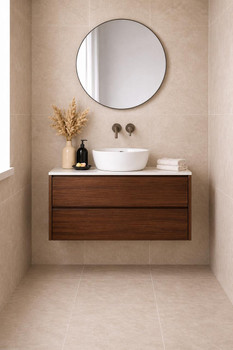 Willow - Walnut Vanity Cabinet Wall Hung With Top Options Available 900mm 