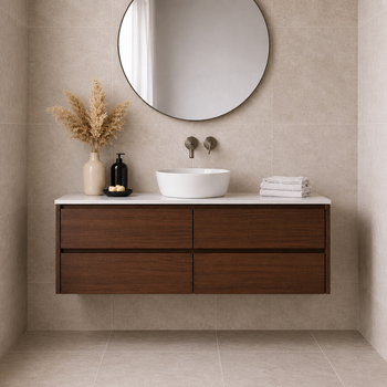 Willow - Walnut Vanity Cabinet Wall Hung With Top Options Available 1200mm