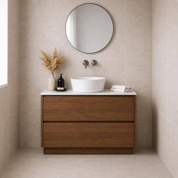 Willow - Walnut Vanity Cabinet Floor Mount With Top Options Available 900mm 
