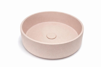 Hydrangea - Round Peach Concrete Basin 365mm with custom plug/waste  