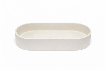 Peony - Oval Cream Concrete Basin 600mm with custom plug/waste 