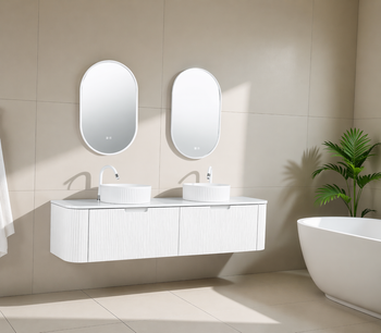 Roma Double Bowl - Fluted Vanity & Stone Top Wall Hung 1800mm