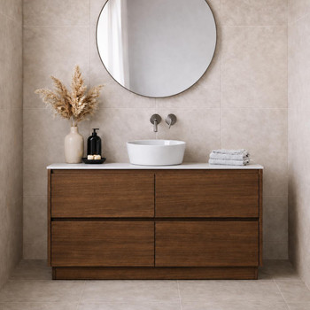 Willow - Walnut Double Vanity Cabinet Floor Mount With Top Options Available 1200mm 