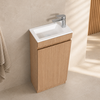 Willow  -  Powder Room Floor Mounted  Oak Vanity 400 mm