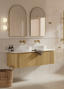 Yallingup American Oak Wall Hung Vanity 1500mm Double Basin
