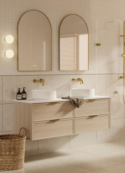 Bayside Washed Oak Wall Hung Vanity 1800mm Double Basin 