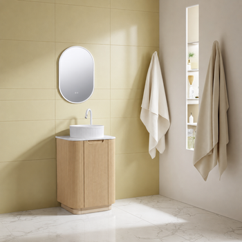 Roma Oak Fluted Floor Mount Vanity 600mm 