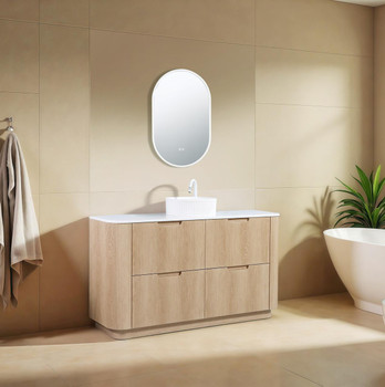 Roma Oak Fluted Floor Mount Vanity Single Bowl 1500mm  