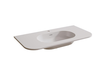 Vanity Matt White Polymarble Top with Integrated Basin 750 × 460mm – R125 Front Corners 