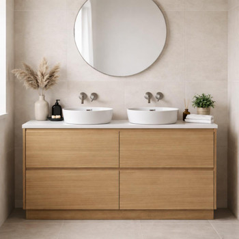 Willow Oak Floor Mount Vanity Double Bowl 1800mm 