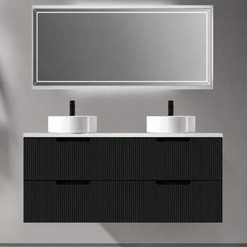 Ida Black Wall Hung Vanity Double Bowl 1500mm 