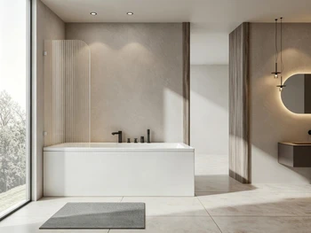 Frameless Fluted Curved Bath Screen 700 x 1400mm 