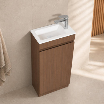 Willow - Powder Room Floor Mounted Waltnut Vanity 400 mm 