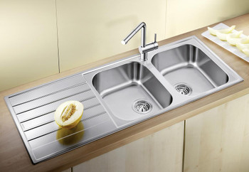 Blanco Livit 8S - Double Bowl Sink with Drainer 