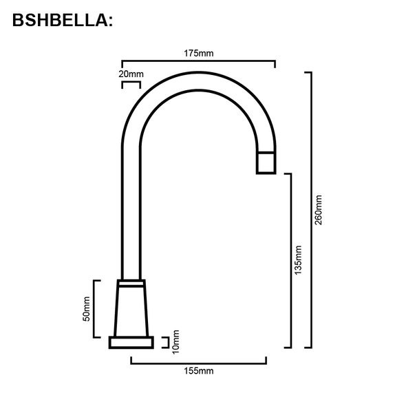 Bella/Boston - Chrome Bathroom Hob Spout