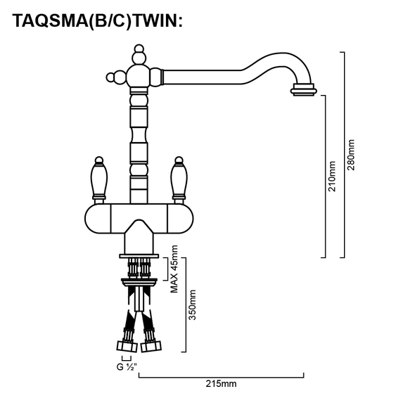 Antiqua - Brass Gooseneck Twinner Sink Mixer Antiqua - Brass Gooseneck Twinner Sink Mixer