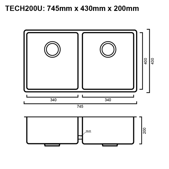 Tech 200U - Stainless Steel Undermount Sink