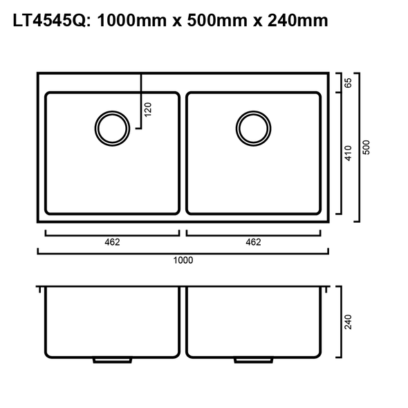 Quadro 45/45L - Stainless Steel Laundry Trough