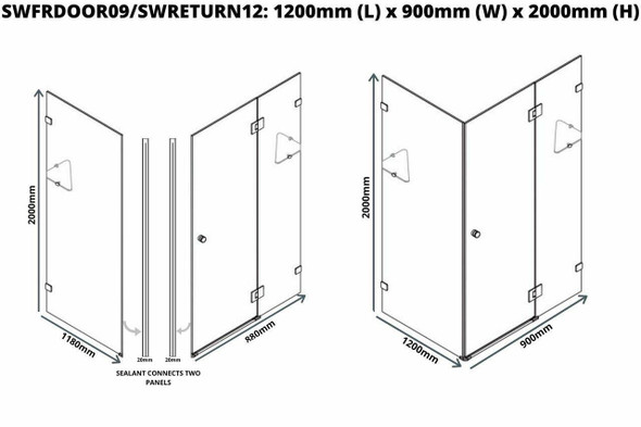 Frameless Shower Cubicle 1200mm