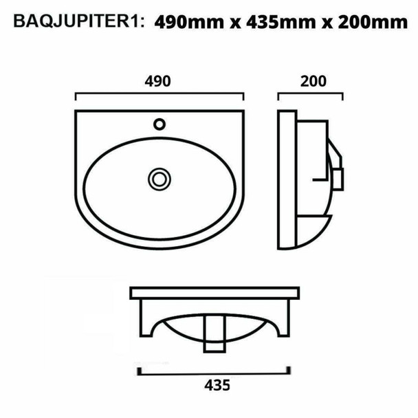 Jupiter - White Semi Recessed Basin 