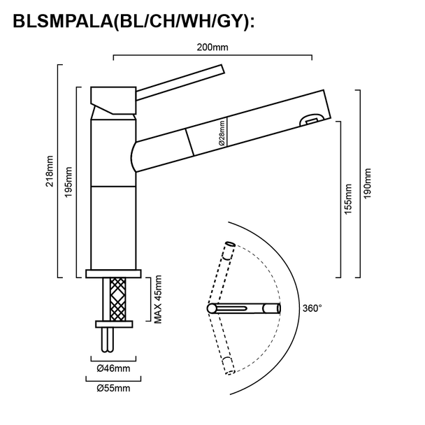 Blanco Alta - Black Pullout Sink Mixer