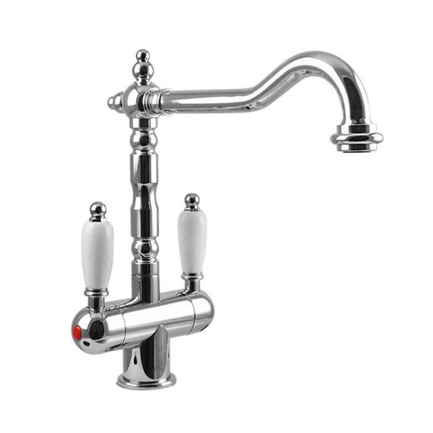 Antiqua - Chrome Gooseneck Twinner Sink Mixer
