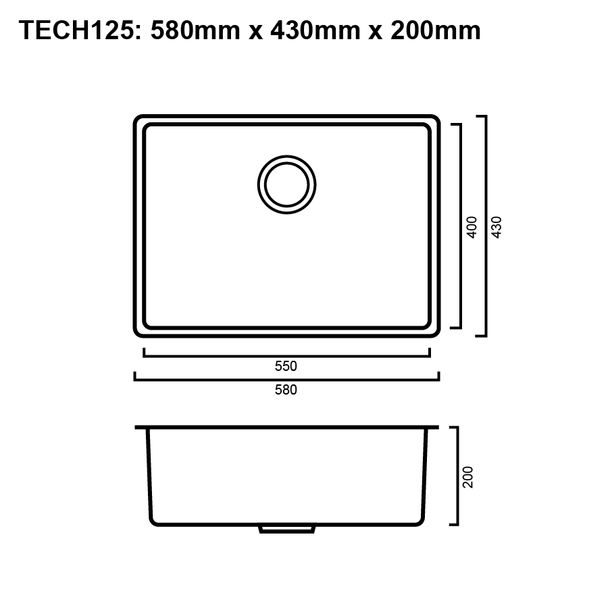 Tech 125U - Stainless Steel Undermount Sink