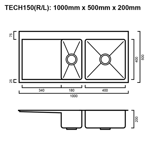 Tech 150 - Stainless Steel Inset Sink