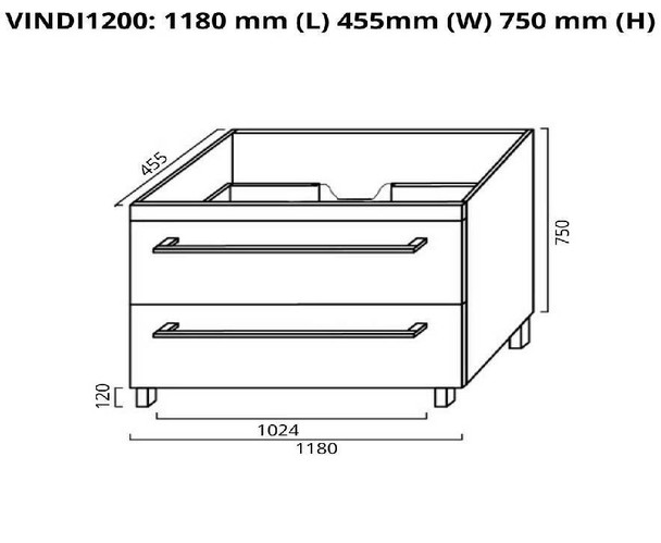 Indi - Floor Mounted Vanity and Top 1200mm