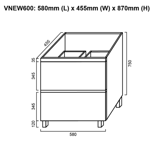 Newport - Floor Mounted Vanity and Top 600mm